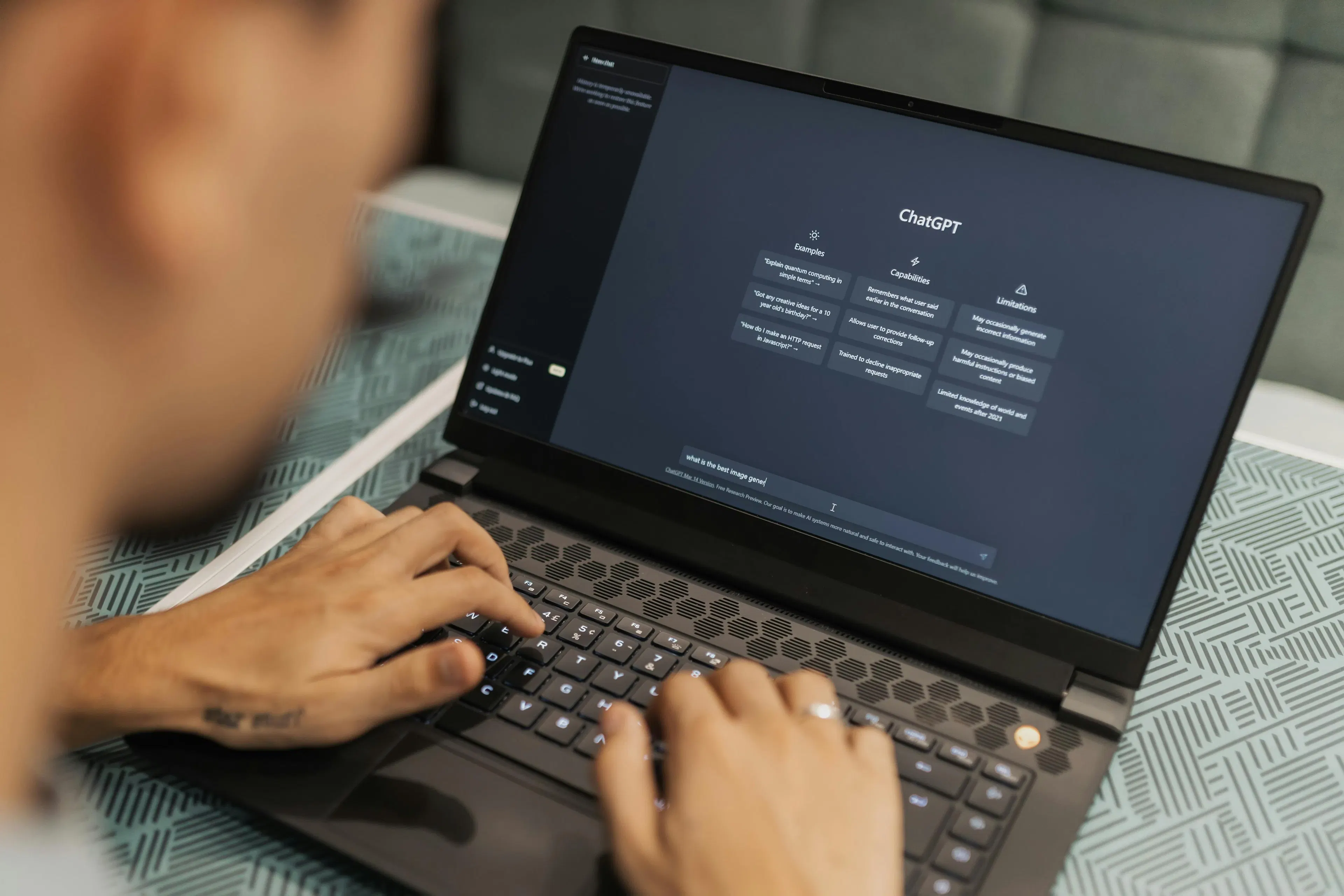 generative AI professional working on software project in modern office