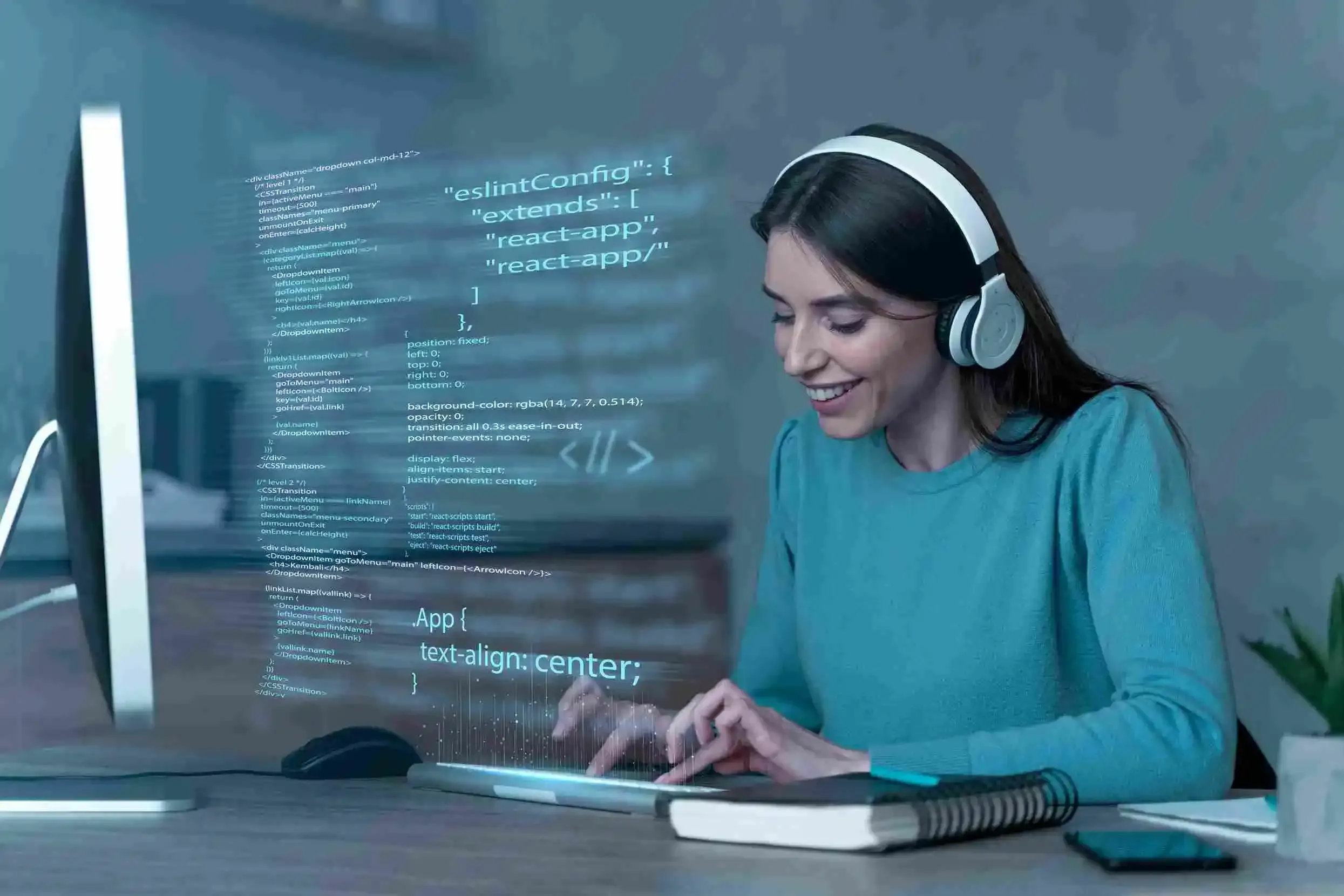 developer working with code in programming environment