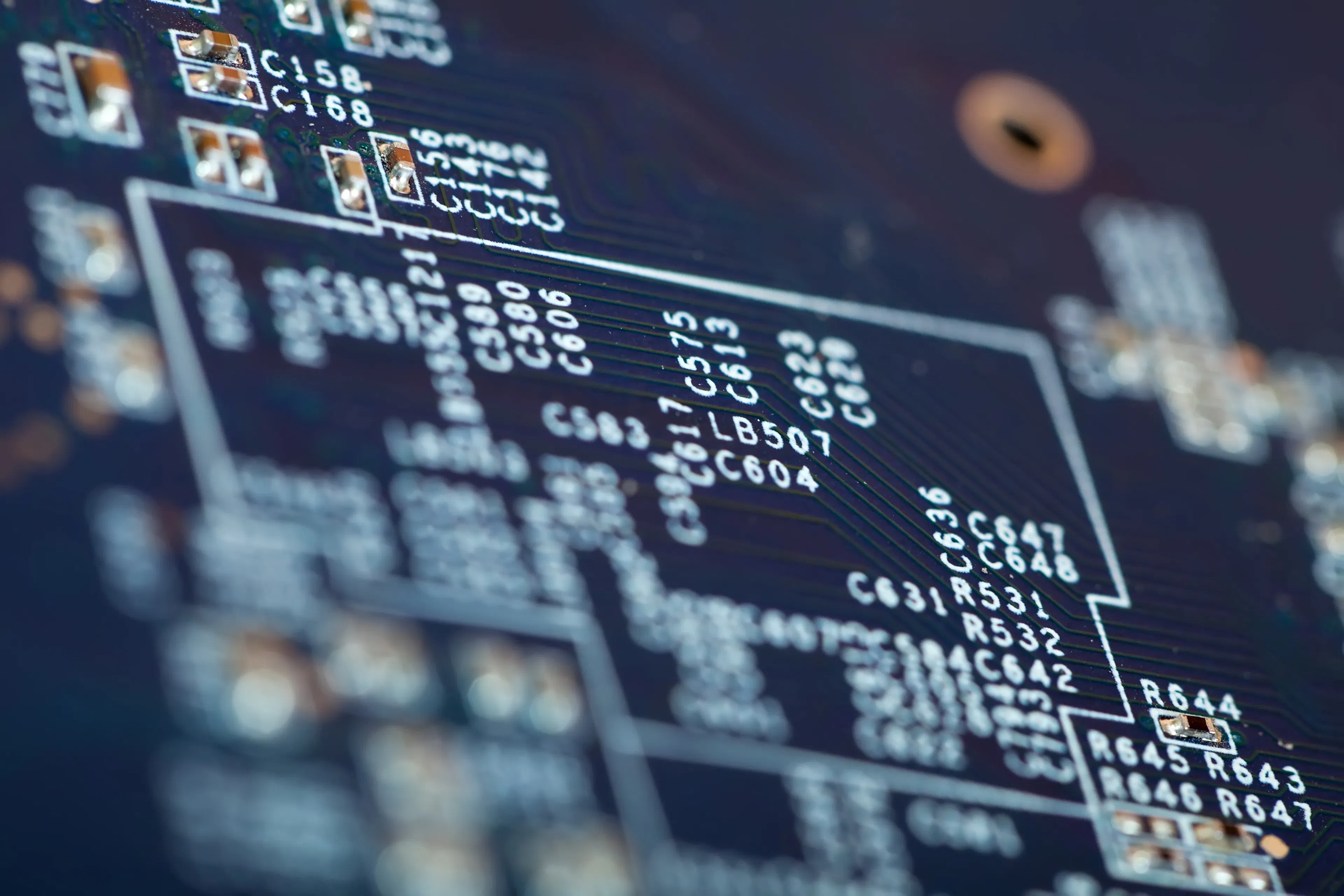 shallow depth-of-field electronic circuit board detail