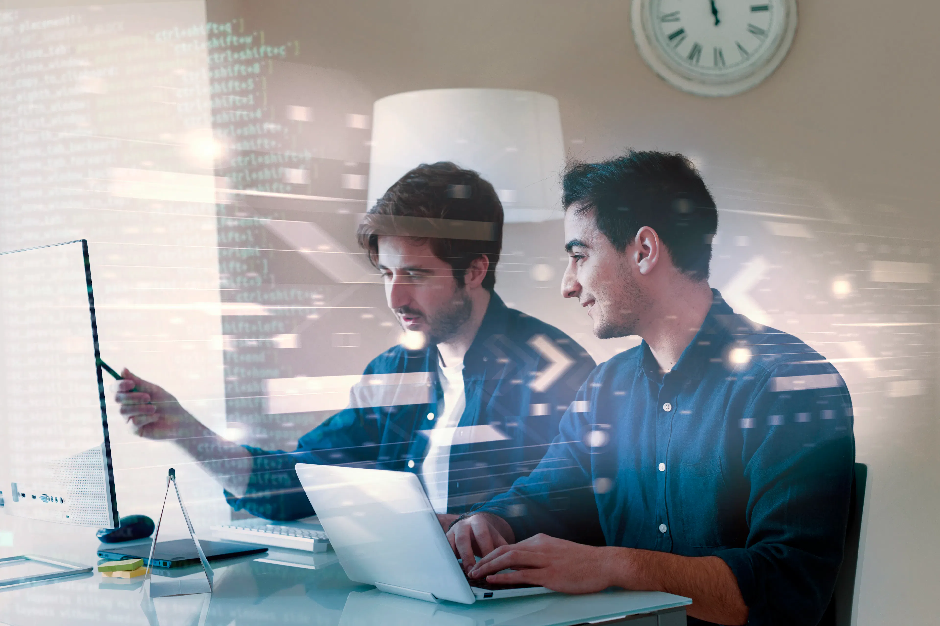 developer working with HTML and code on computer