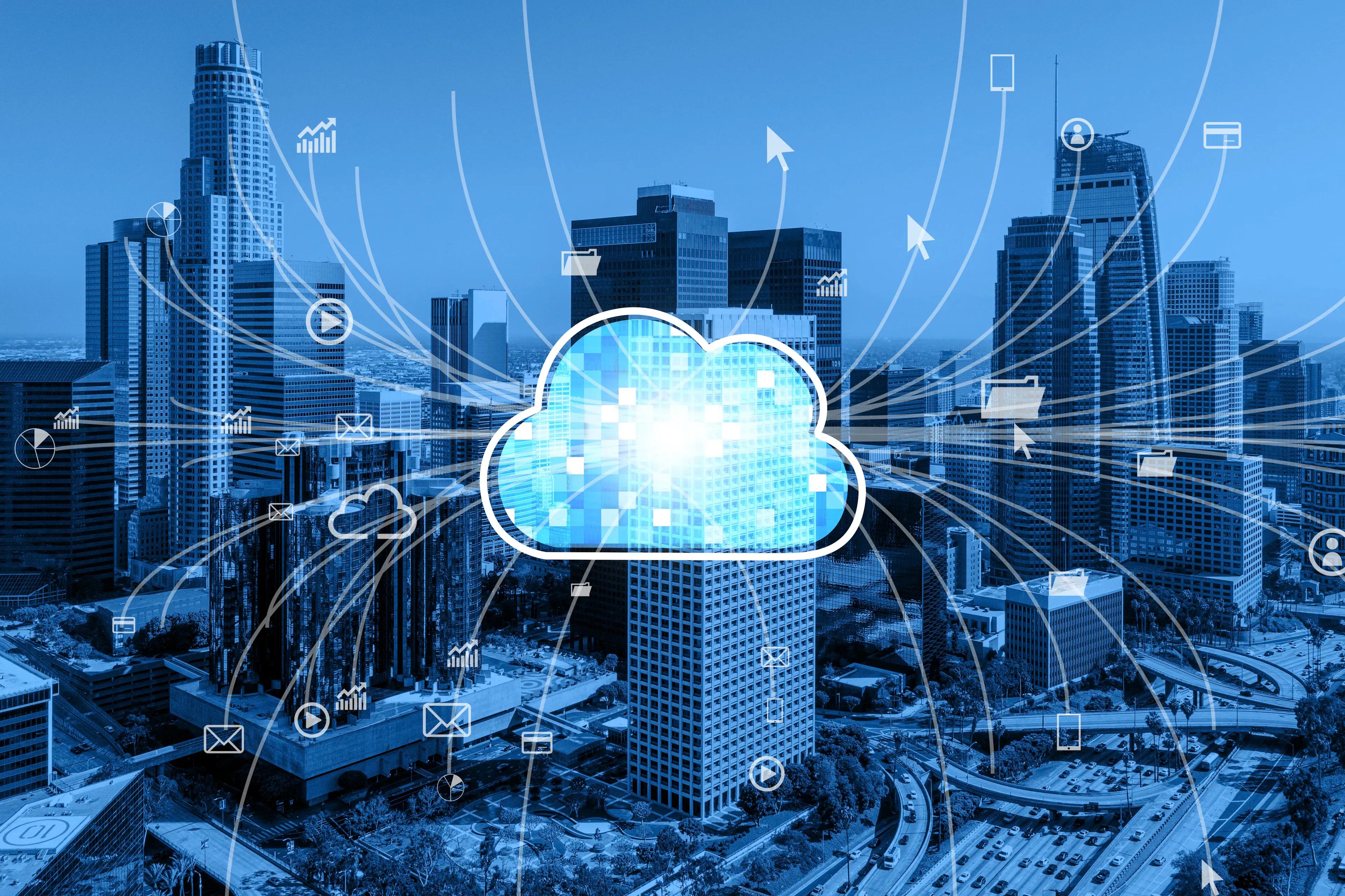 SaaS concept collage showing software as a service