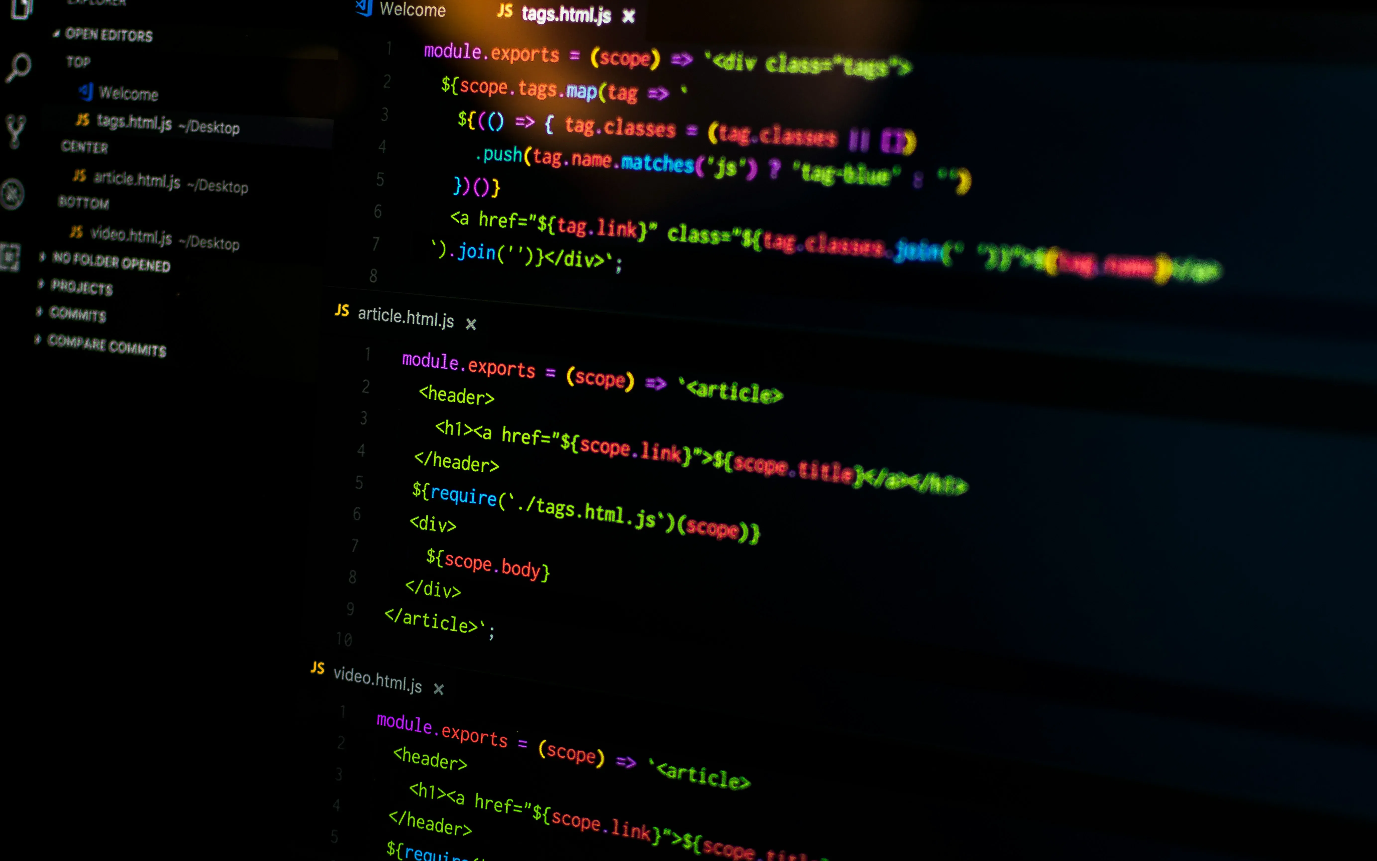 programming code on computer screen for IDE development