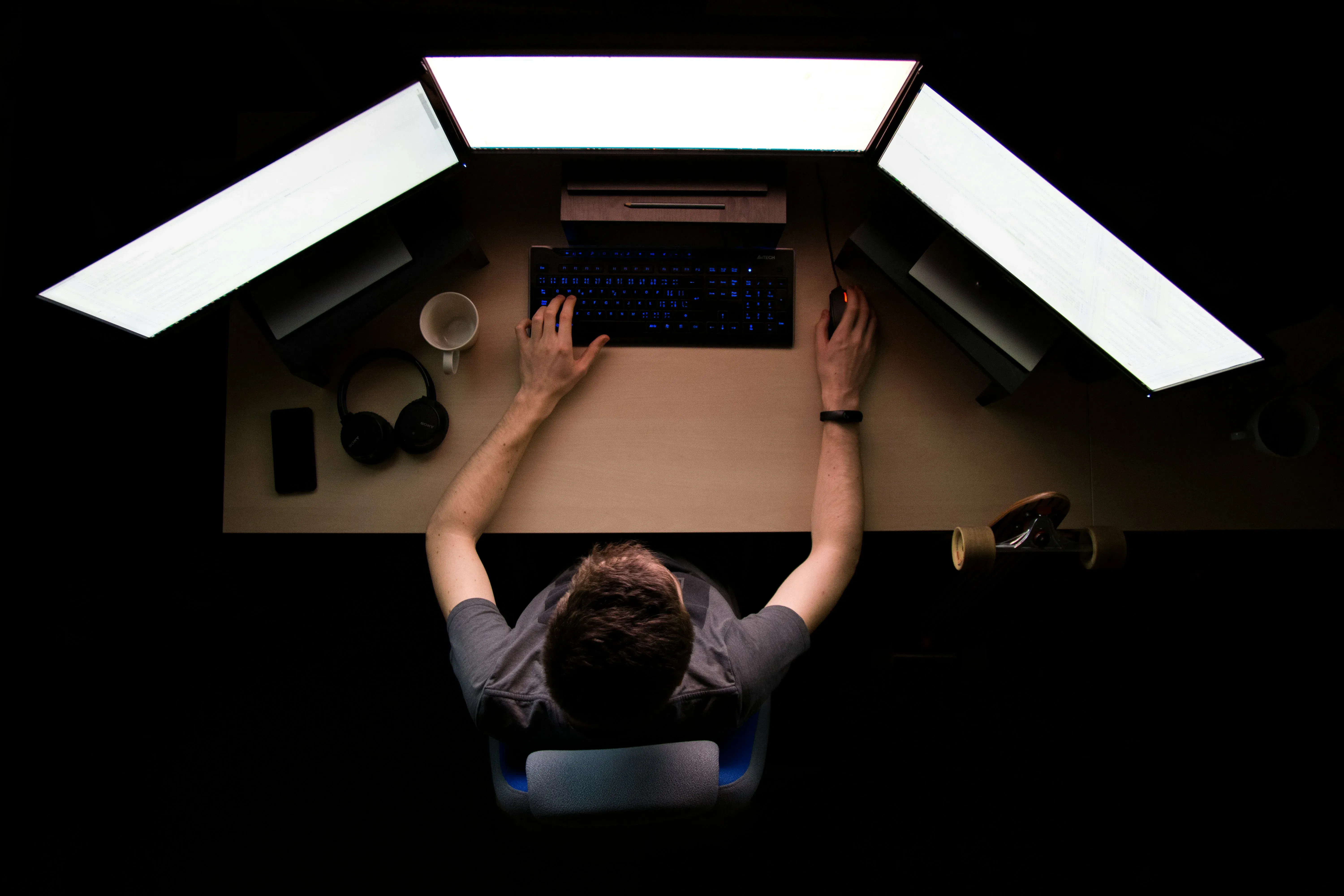 software technology professional working on software project in modern office