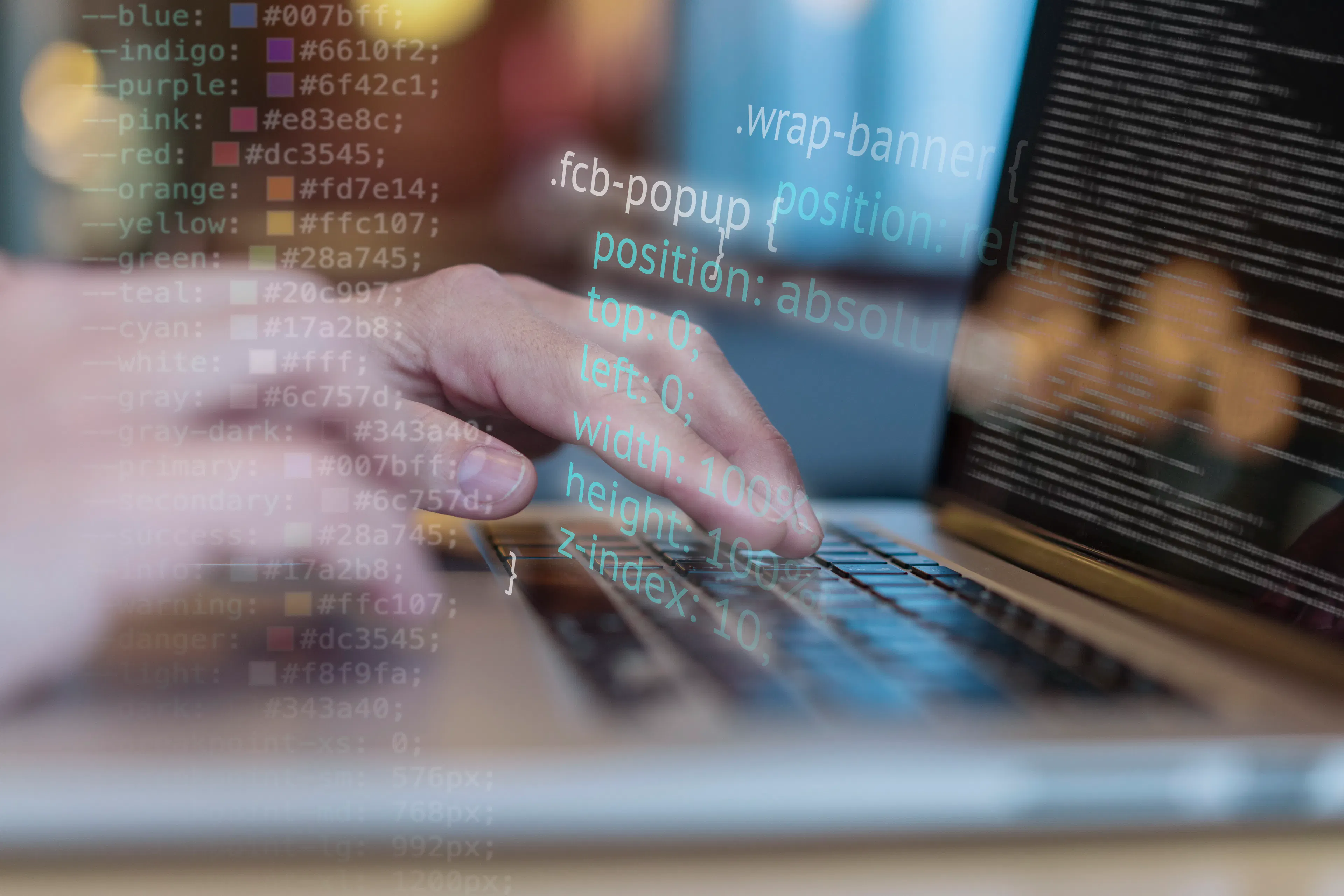 HTML and CSS code collage development concept