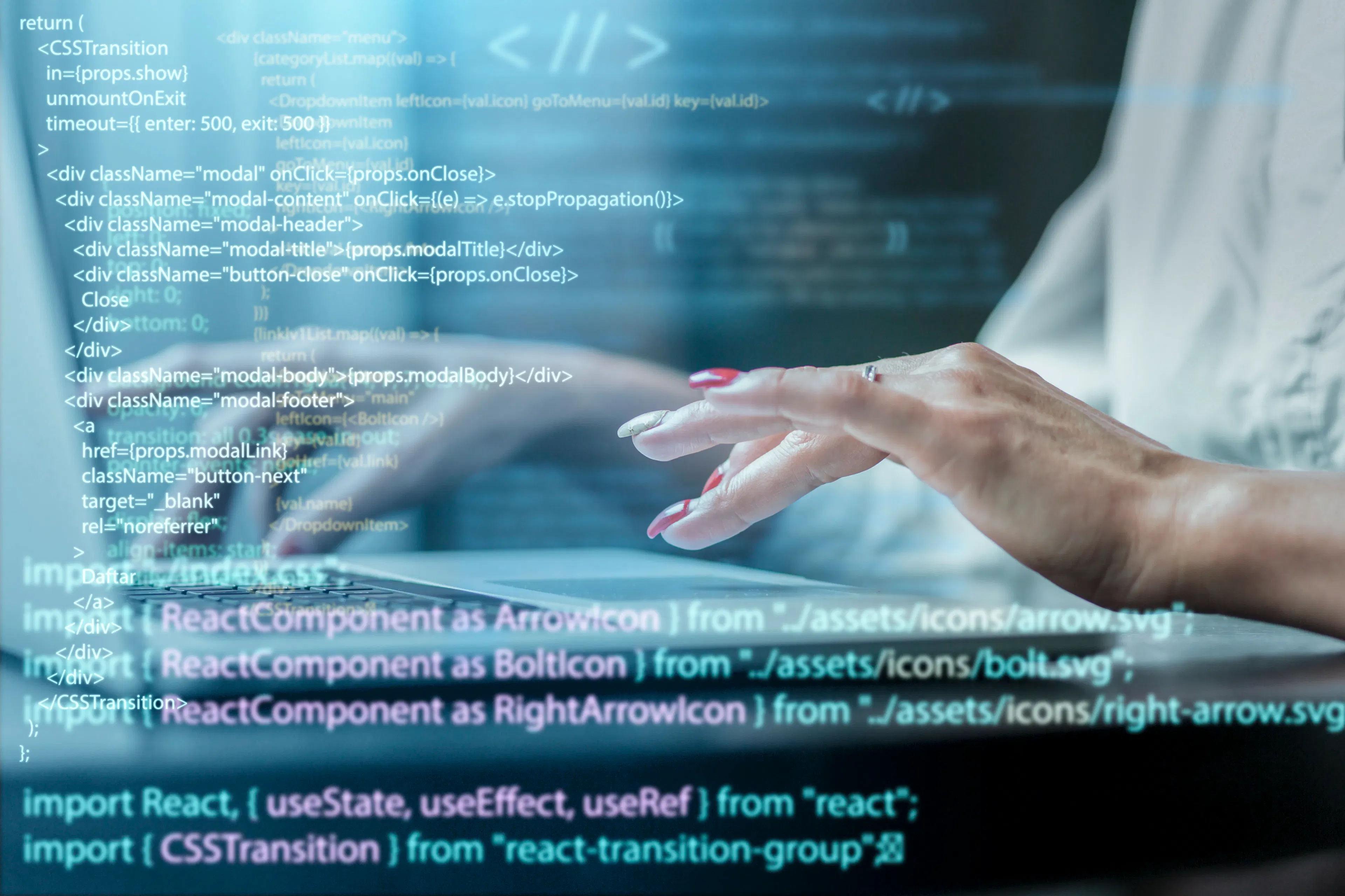 developer working with code in programming environment