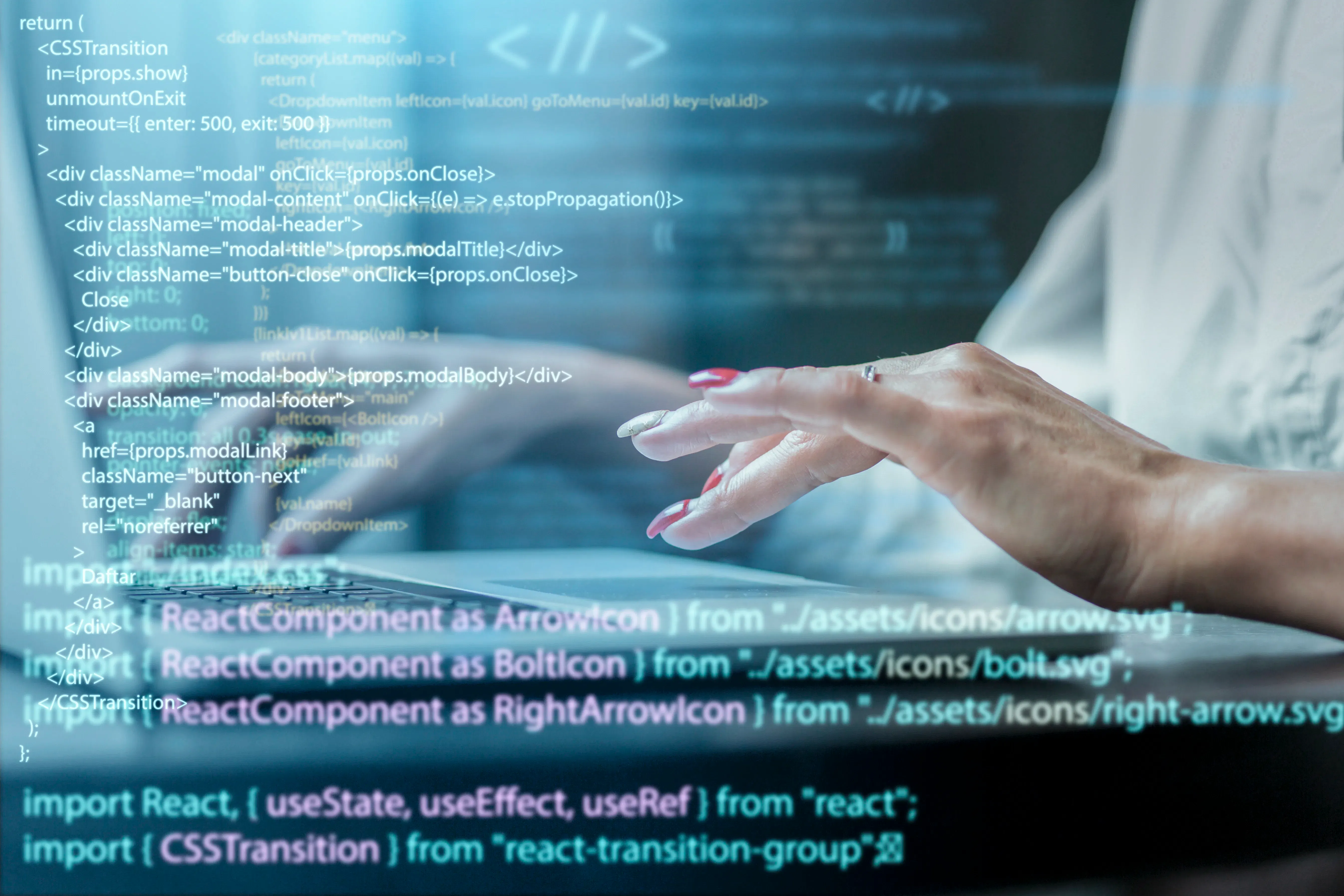 developer working with code in programming environment