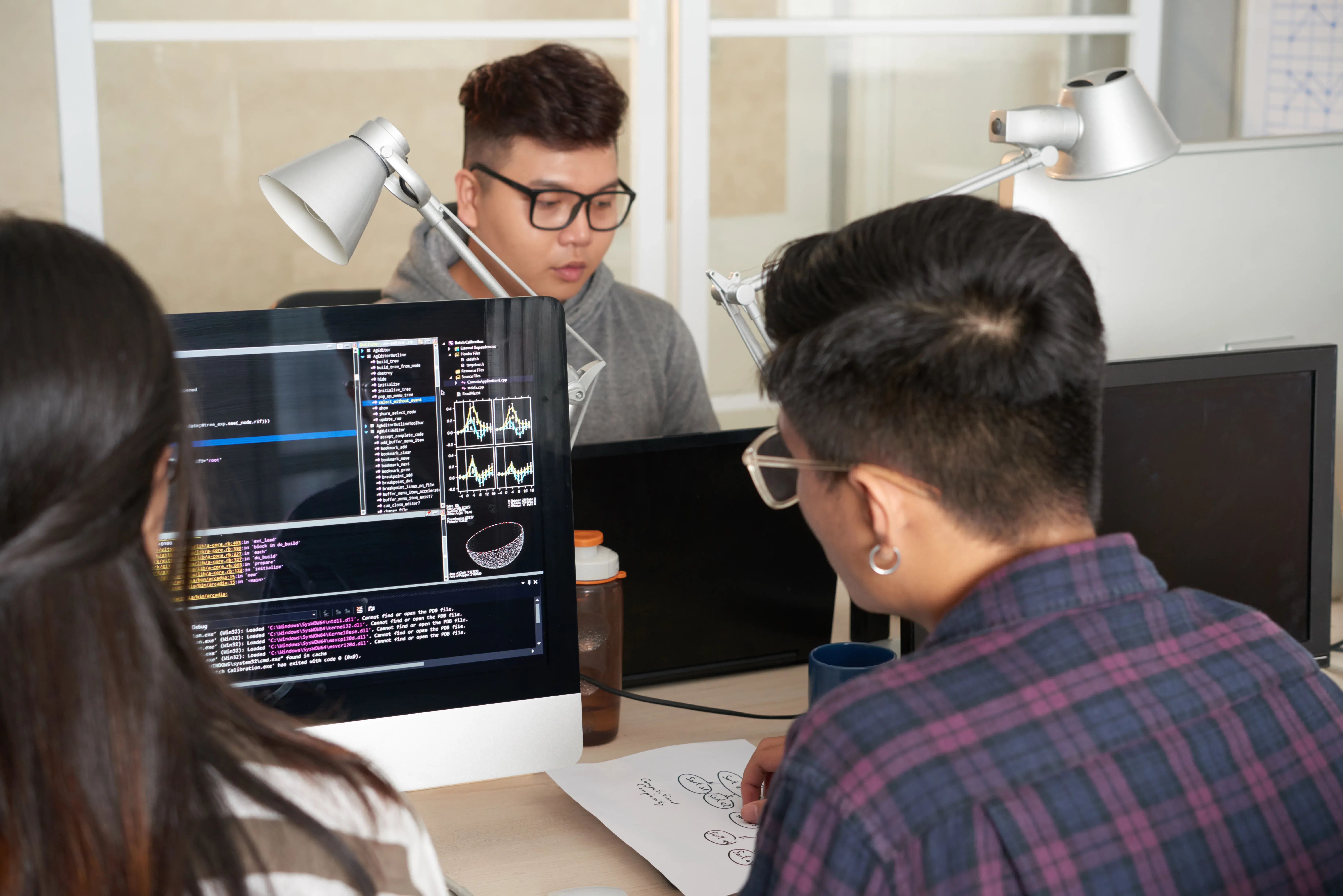 talented developers collaborating on joint programming project