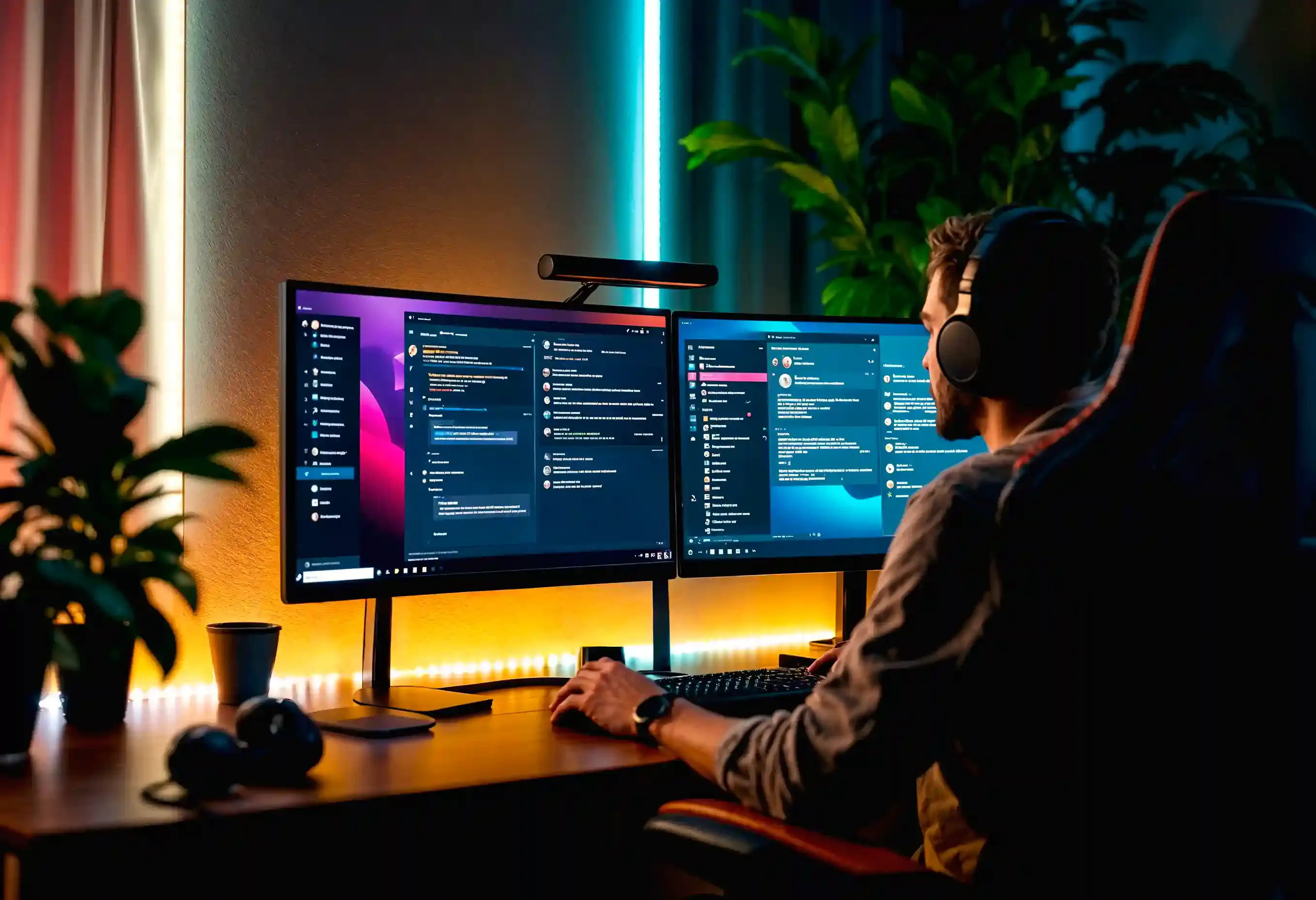 developer coding late at night in dark office