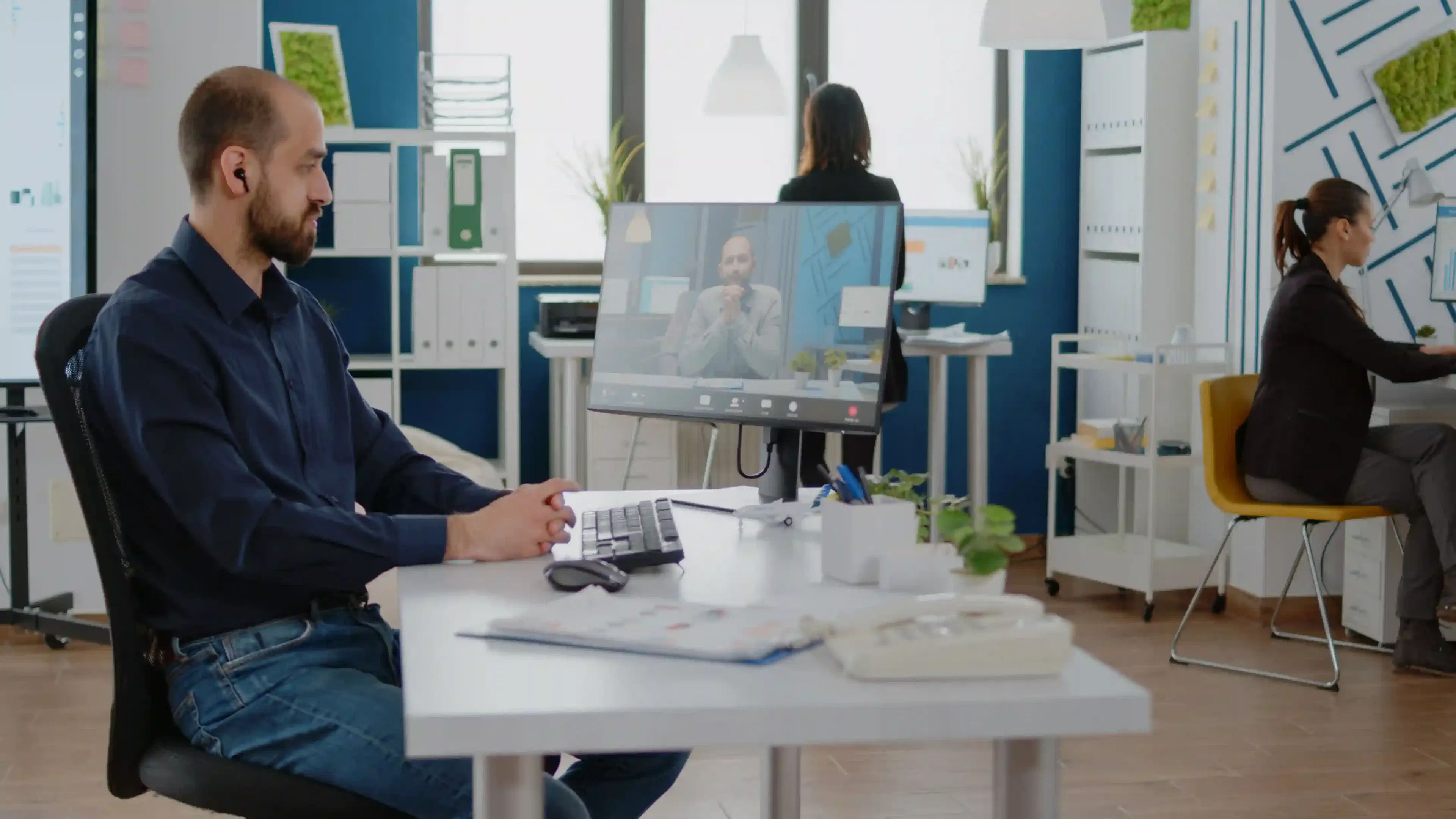 nearshore software development professional working on software project in modern office