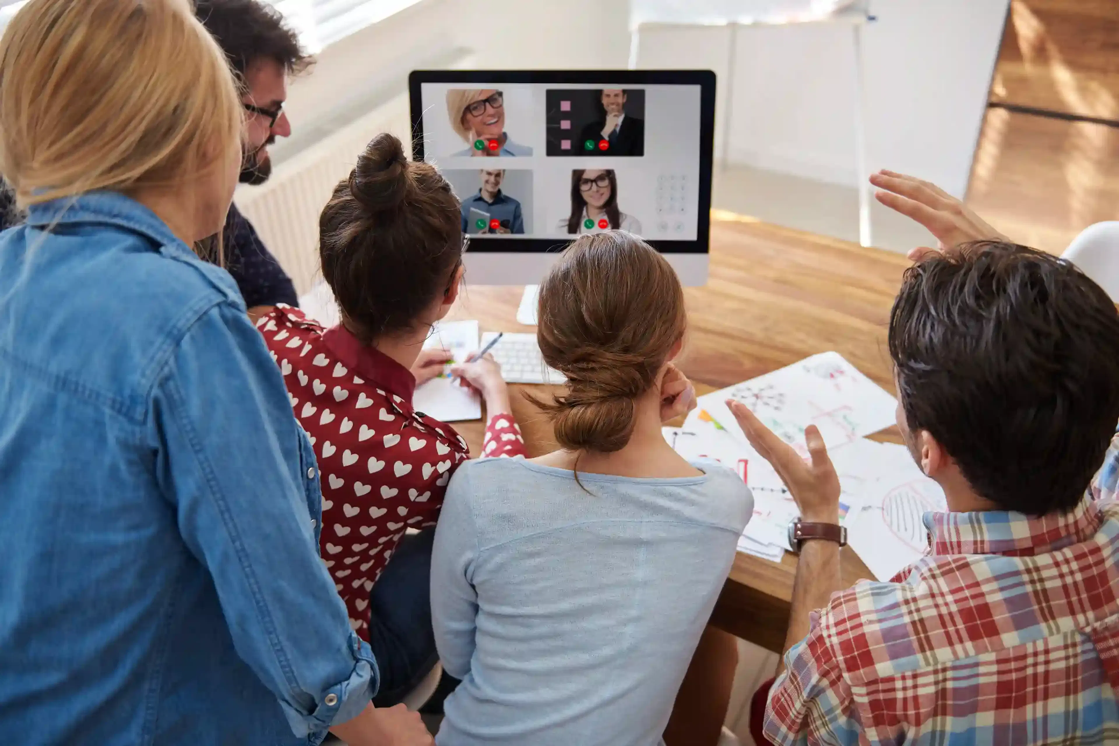 remote developer video conference with international teammates