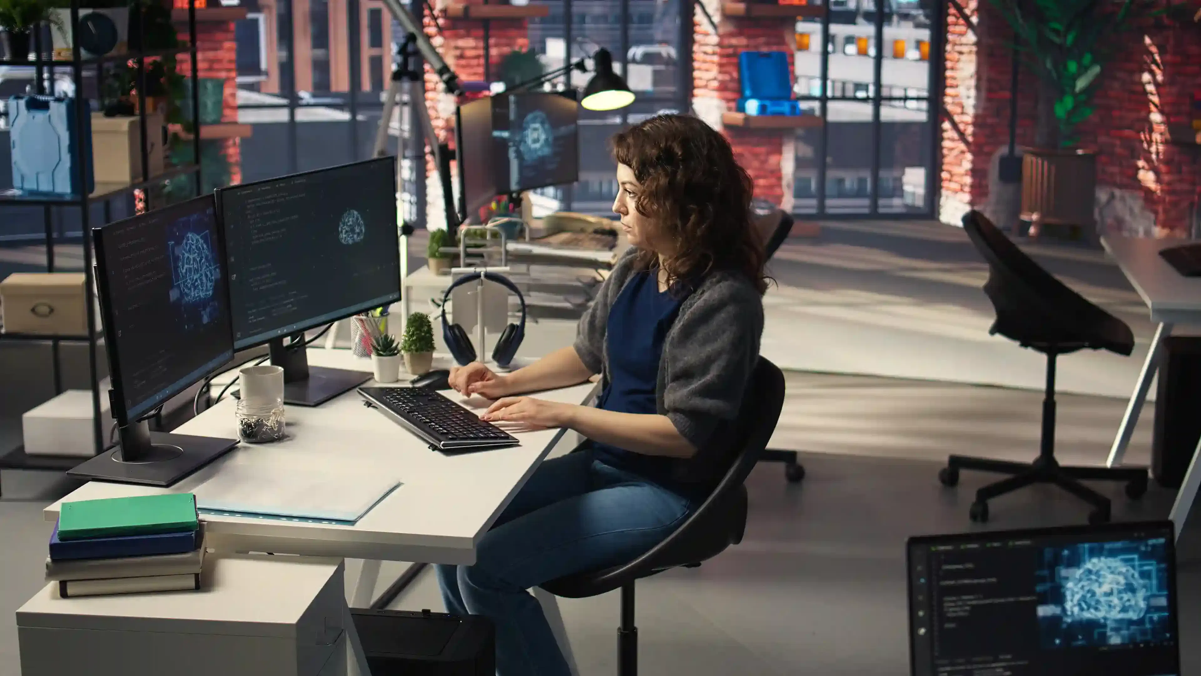 IT developer configuring PC for AI cloud computing
