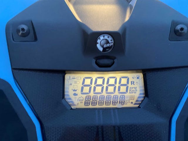 An electronic screen on a newer model sled.