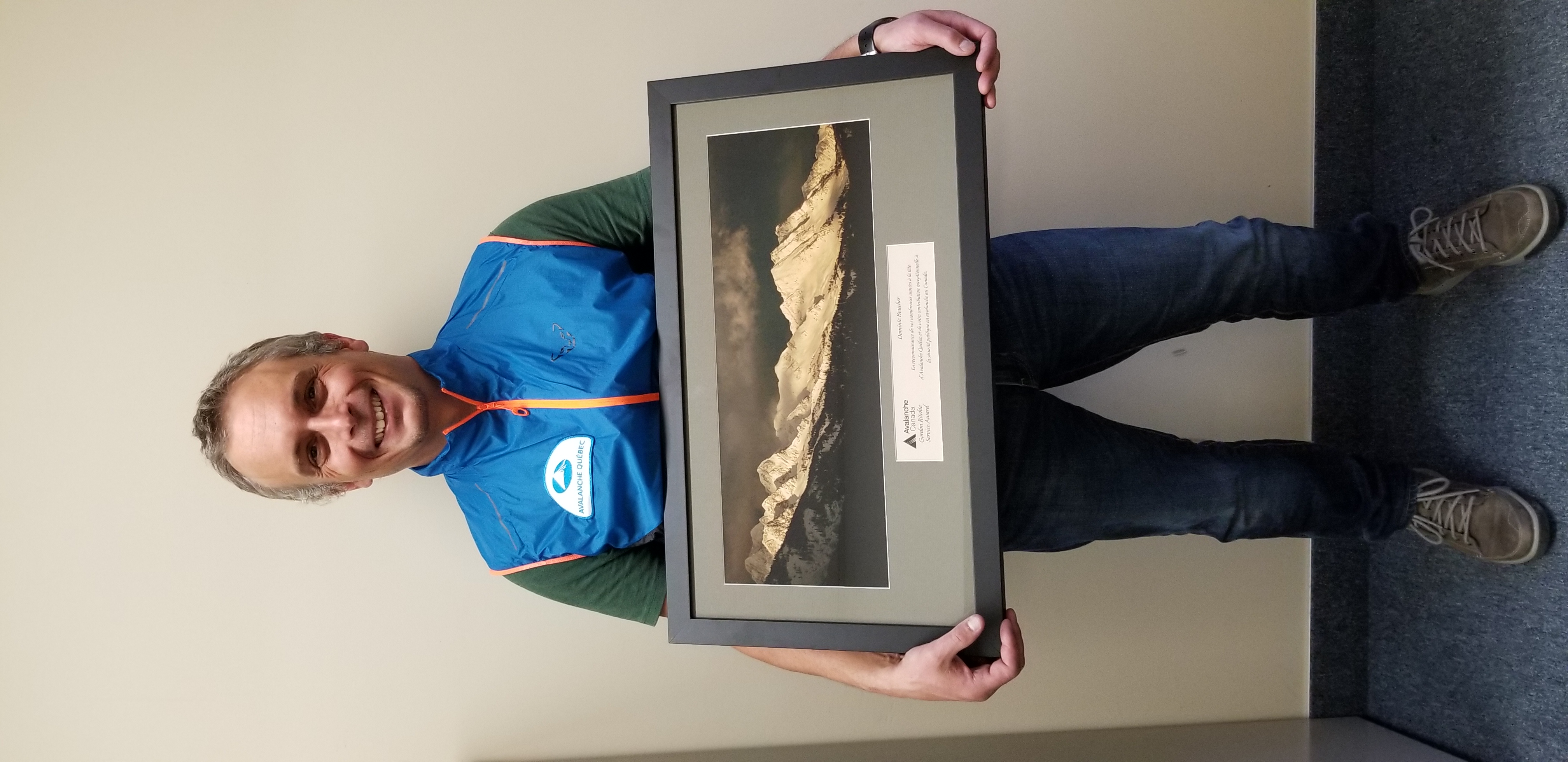 Dominic Boucher accepts the Avalanche Canada's 2020 Gord Ritchie Service Award.