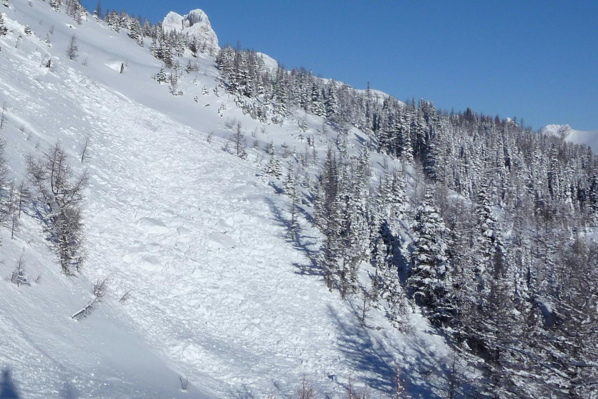 The debris pile of a hard slab avalanche