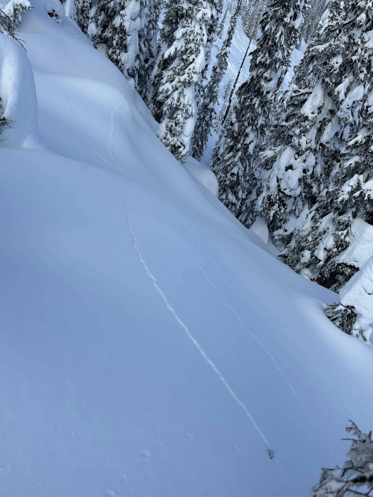 a crack across storm snow