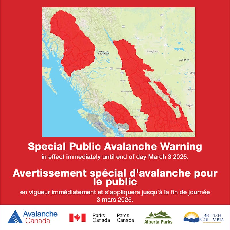 map of forecast regions in BC in red, on red background