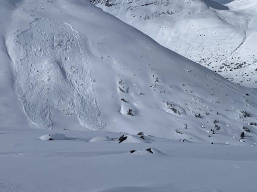 An avalanche on an alpine feature