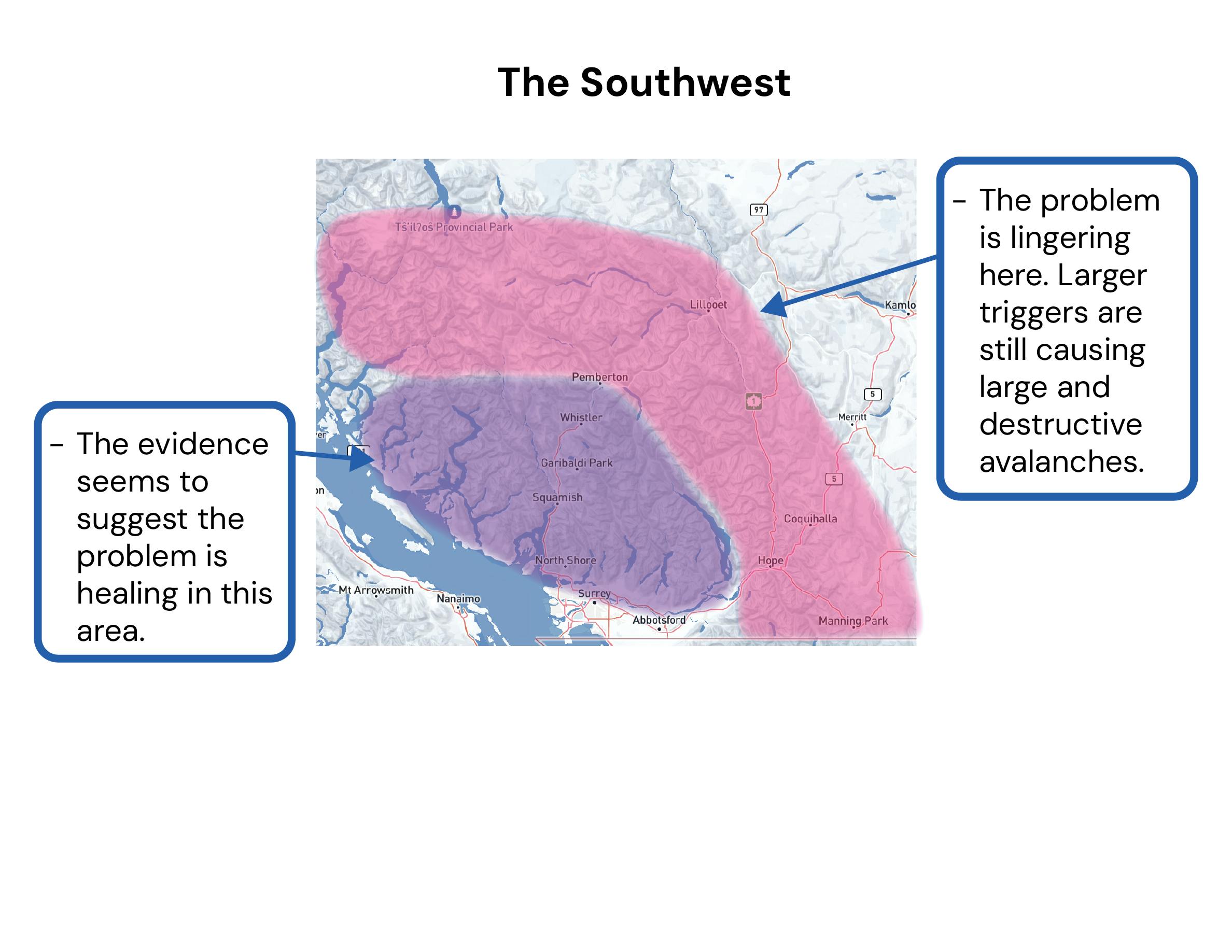 Map showing regions where the persistent slab is active