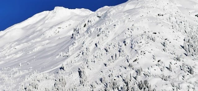 Another view of the avalanche accidentally triggered by a skier in the Sea to Sky region on Thursday Dec 16.