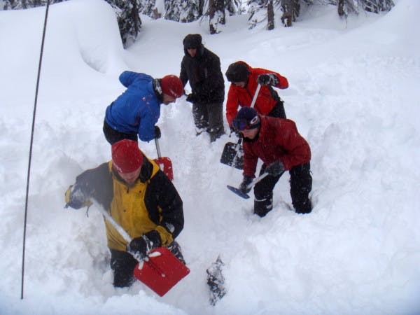 Students practicing the conveyor shovelling method. 