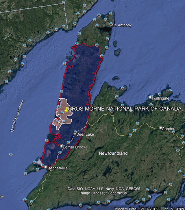 Avalanche Canada's Newfoundland forecast region.