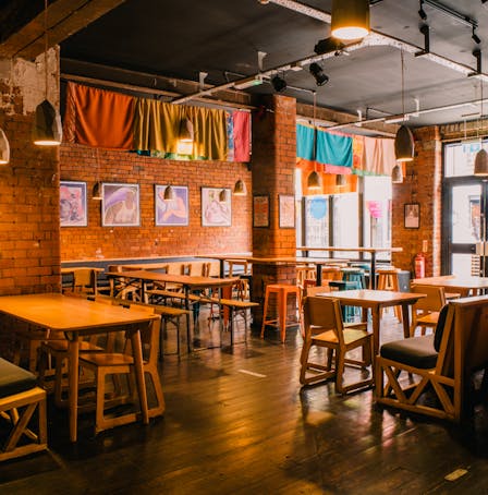 Interior of Nells Pizza in Manchester