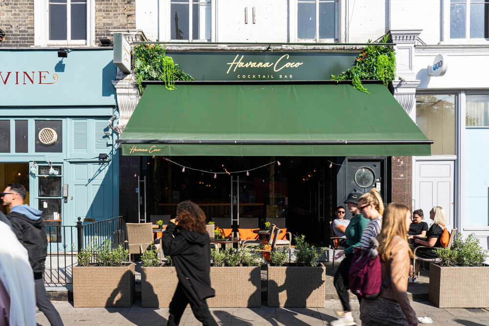 Exterior view of Havana Coco bar in Clapham