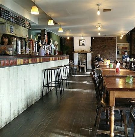 Interior view of the bar at The 78 restaurant in Glasgow