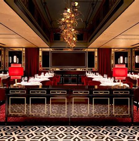 A photo of the interior of Madame Fan restaurant in Singapore