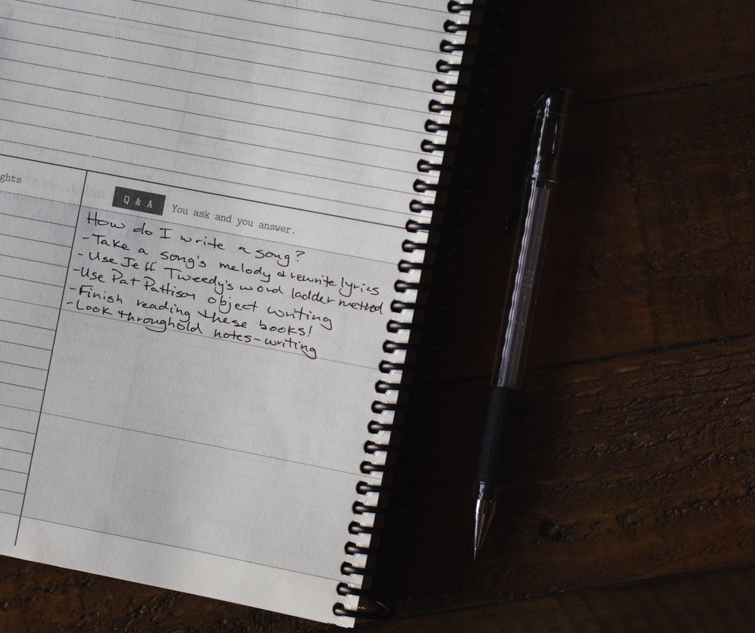 Q & A section with an entry about songwriting. Q & A section with an entry about songwriting.