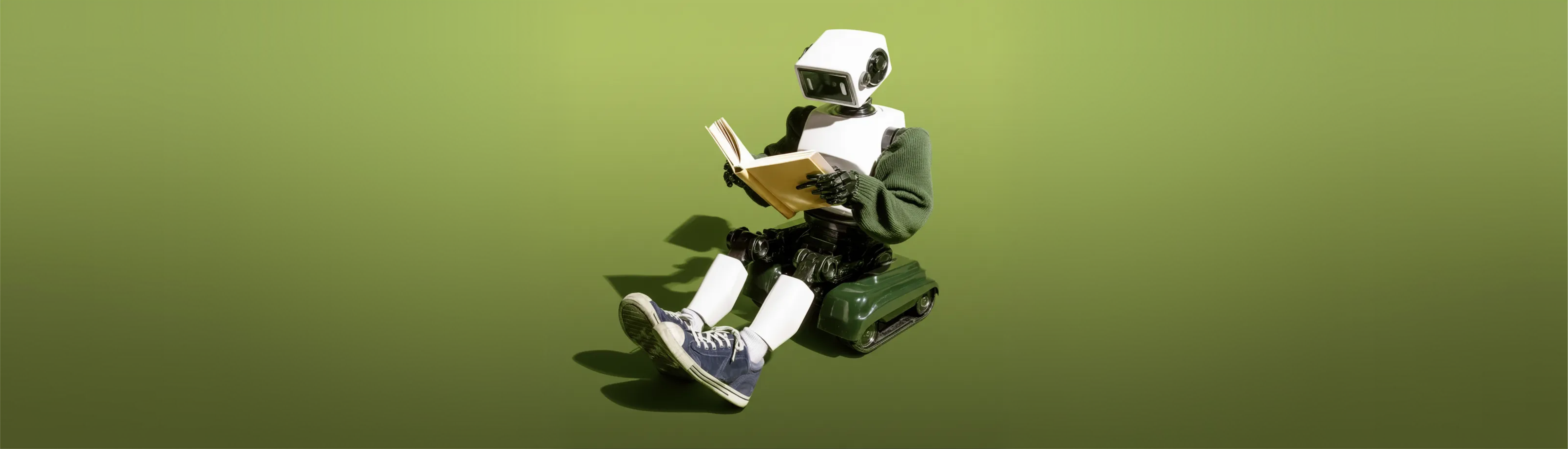 Roboter der ein Buch liest 