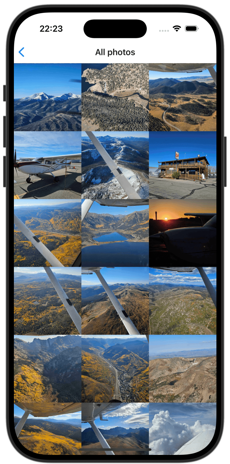 example flight pictures on a user's profile