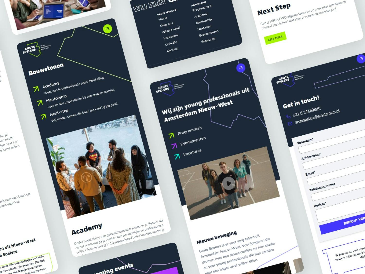 Grote Spelers website mobiele versie
