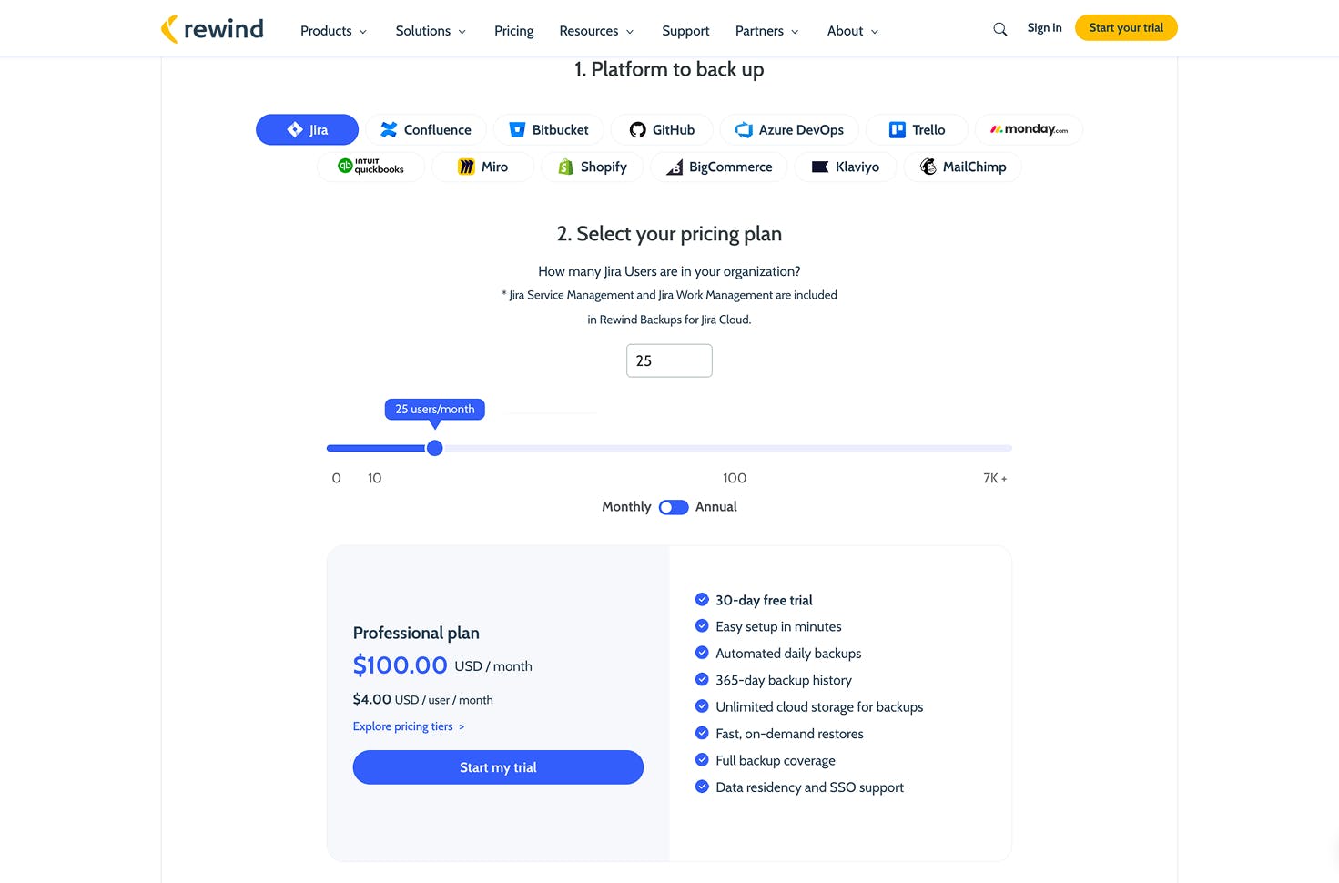 Pricing slider component