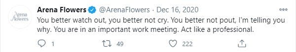 Arena Flowers tweets, Communication plan