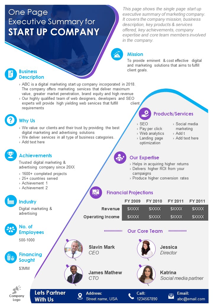 Company One Pager Examples Design Talk