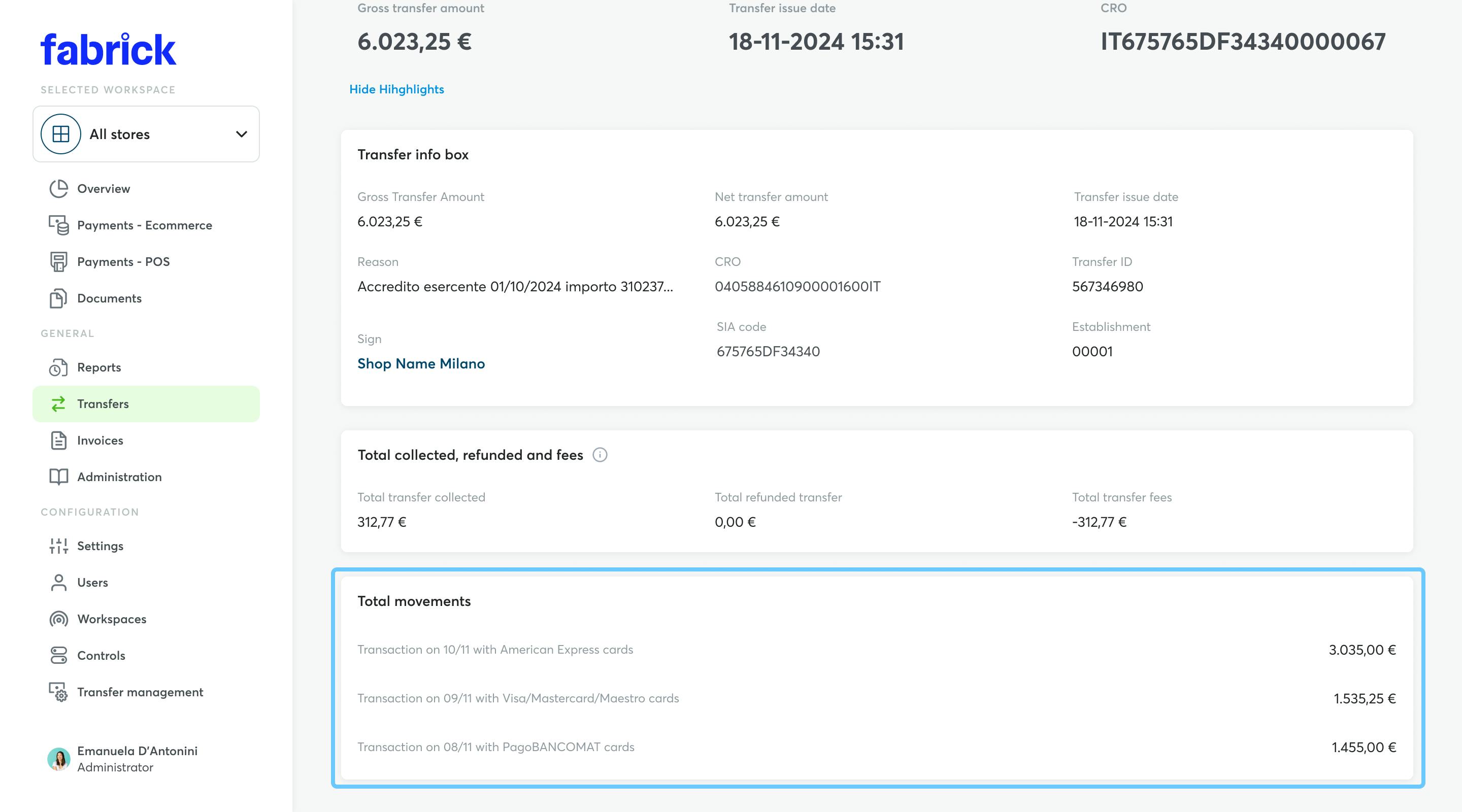 POS transfers: detail 3