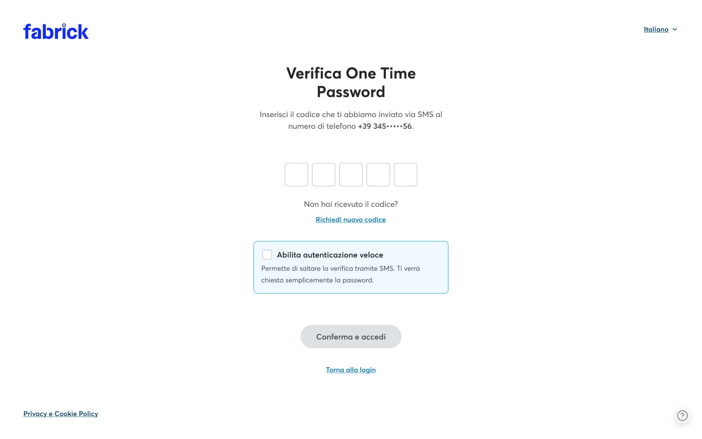 Verifica One Time Password