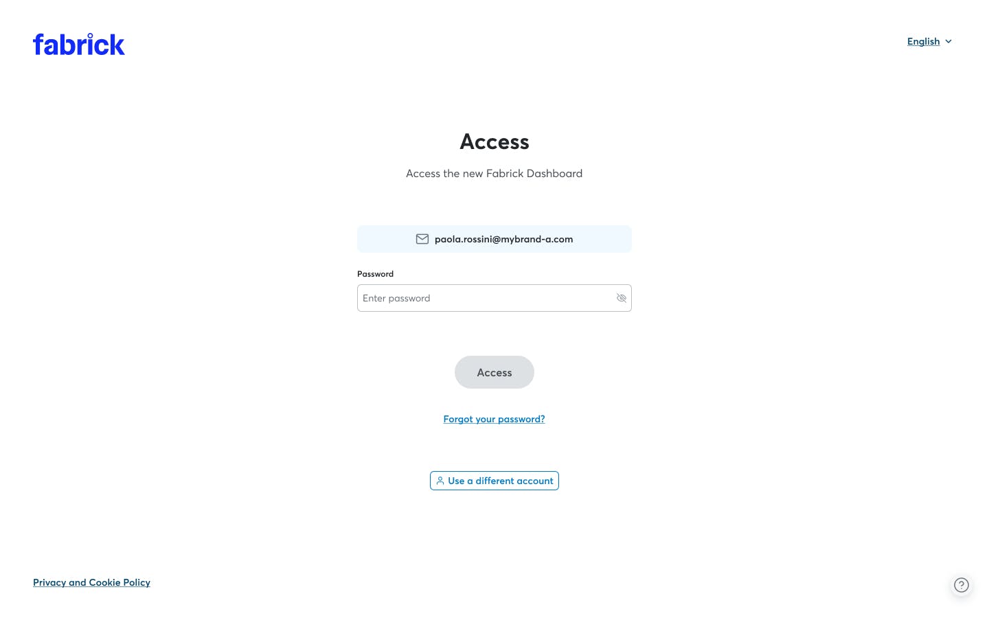 Fabrick Dashboard Access