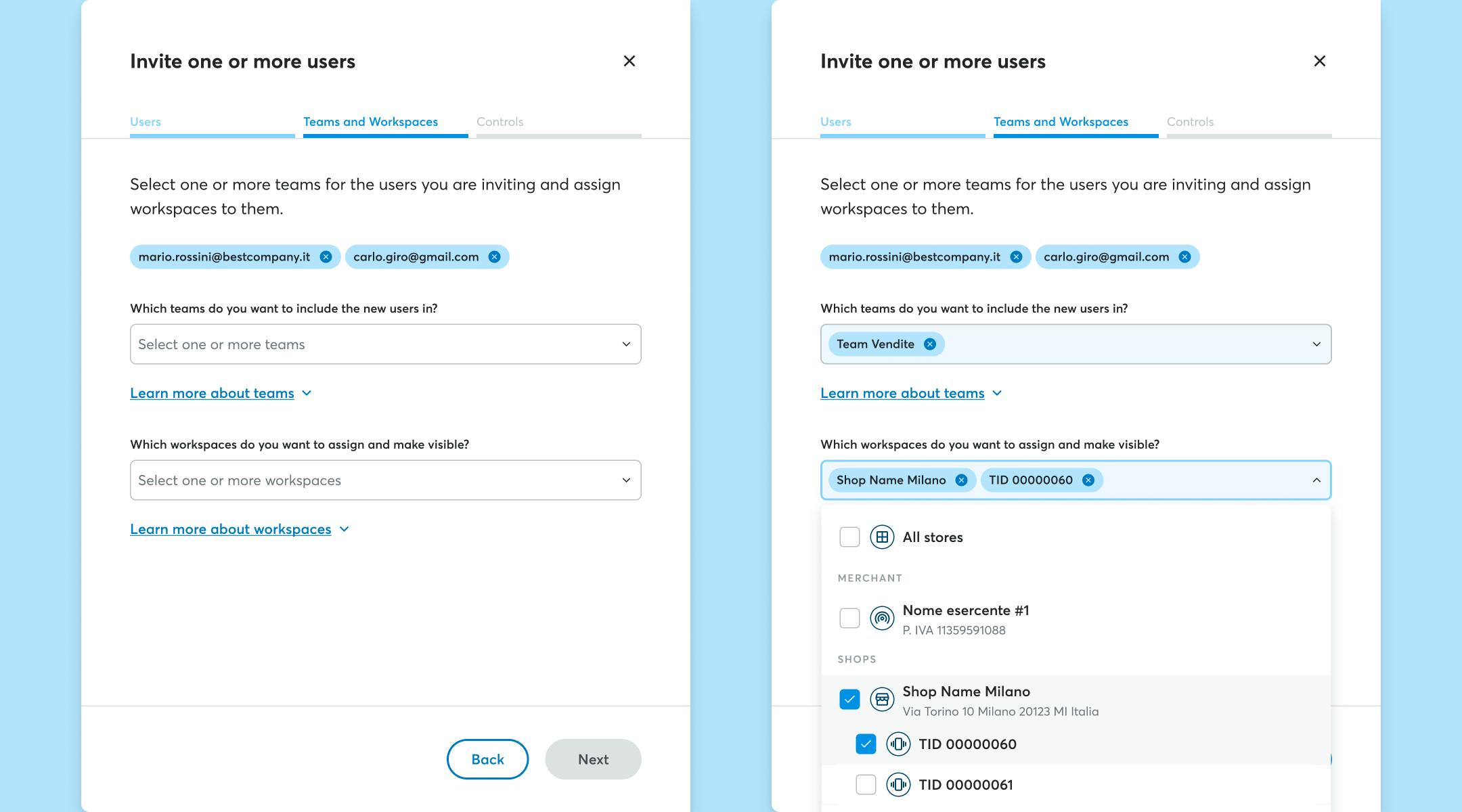 Assign a workspace tothe user to be invited in the Dashbaord