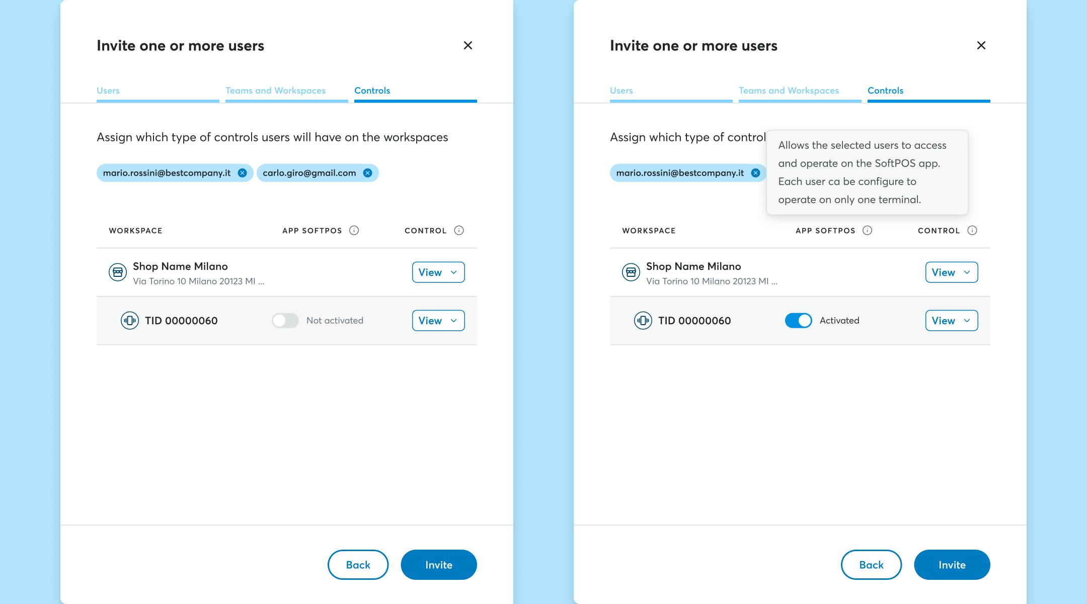 Assign permissions to the users to be invited in the Dashbaord