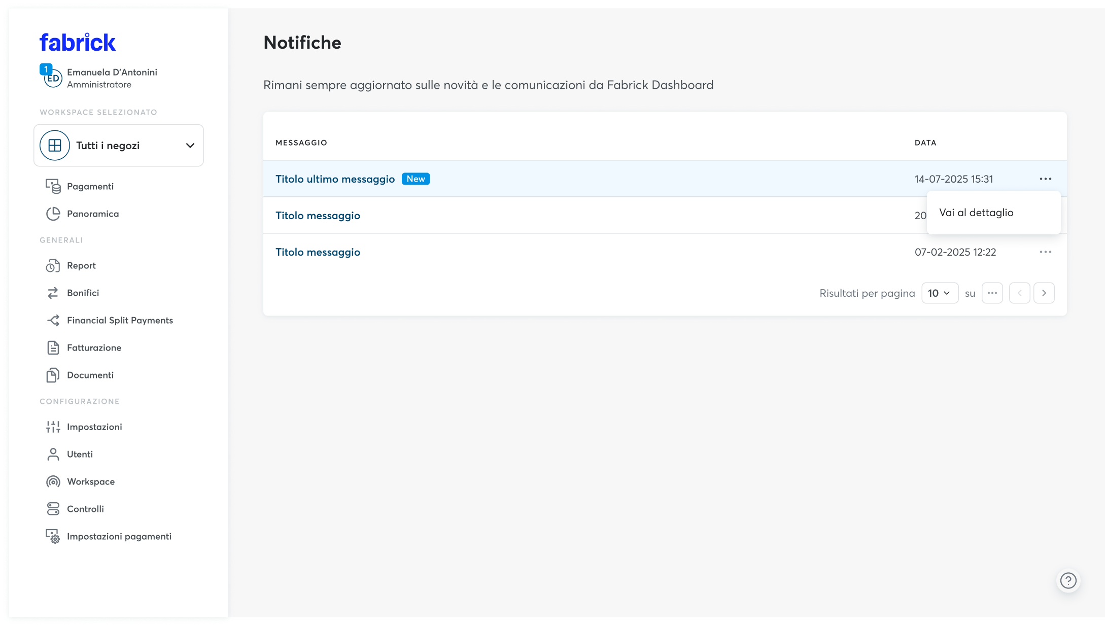 Lista notifiche 