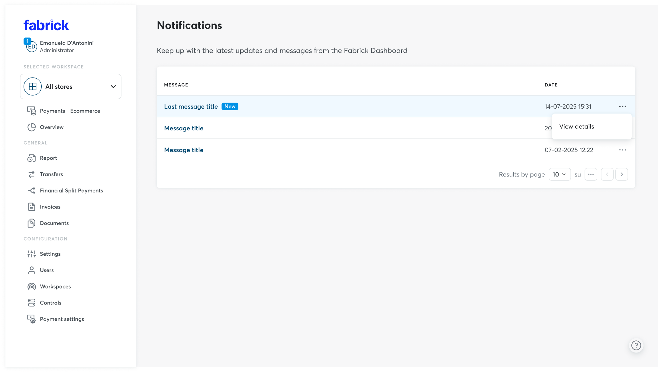 Notifications' list