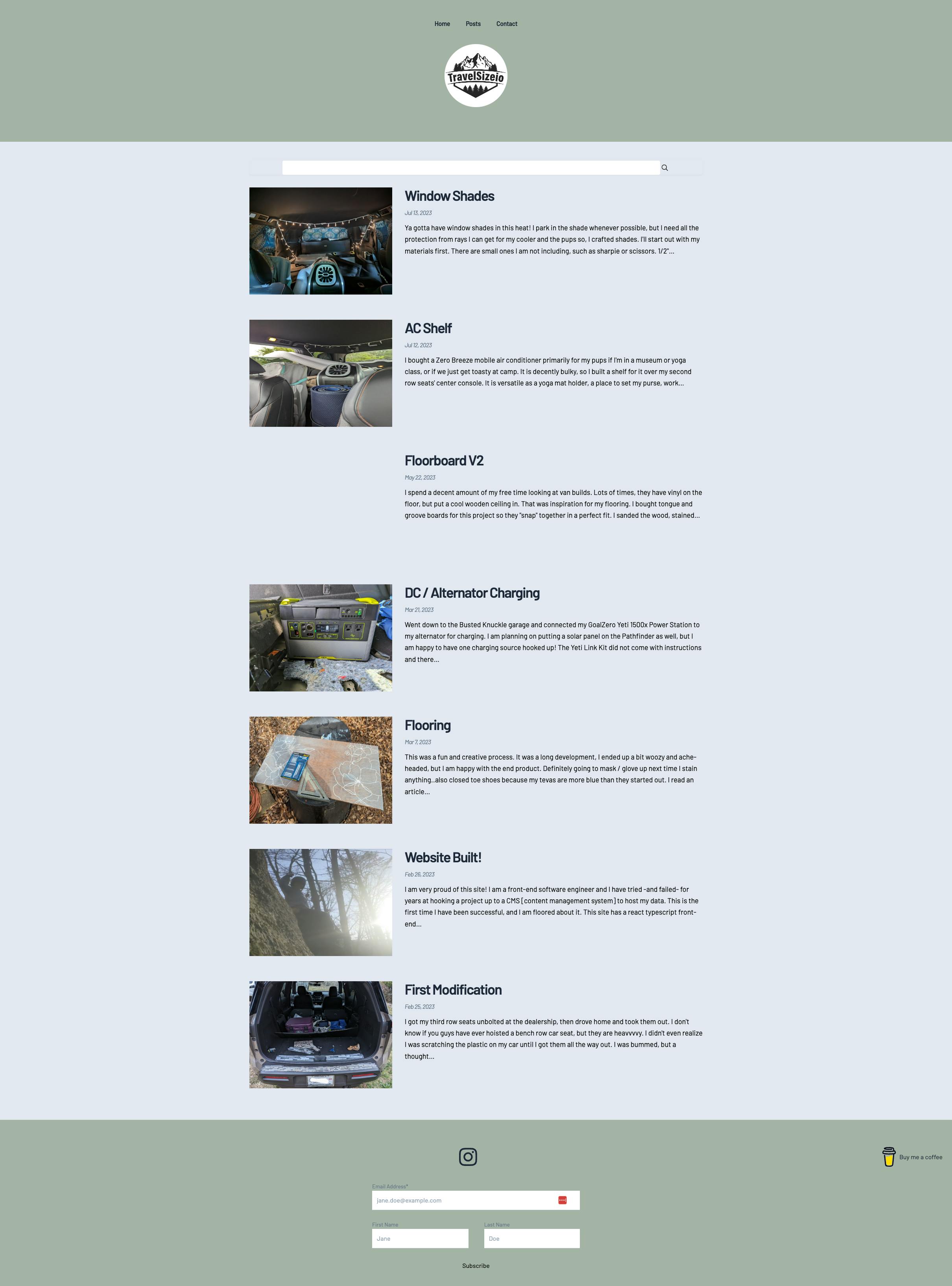 screenshot of www.travelsize.io