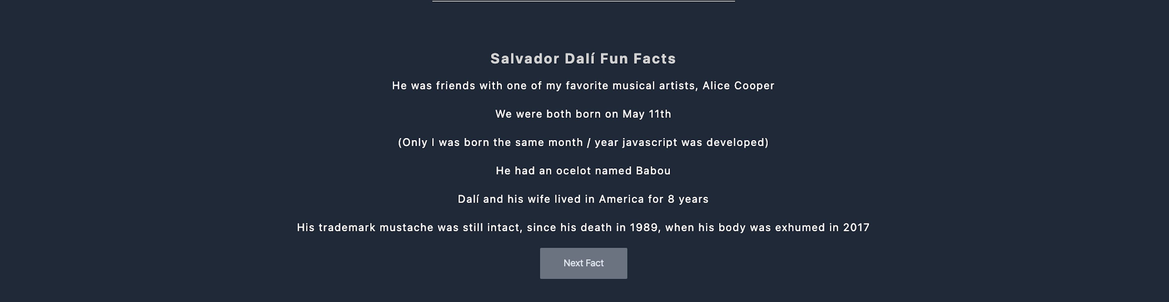 Salvador Dali fun facts screenshot