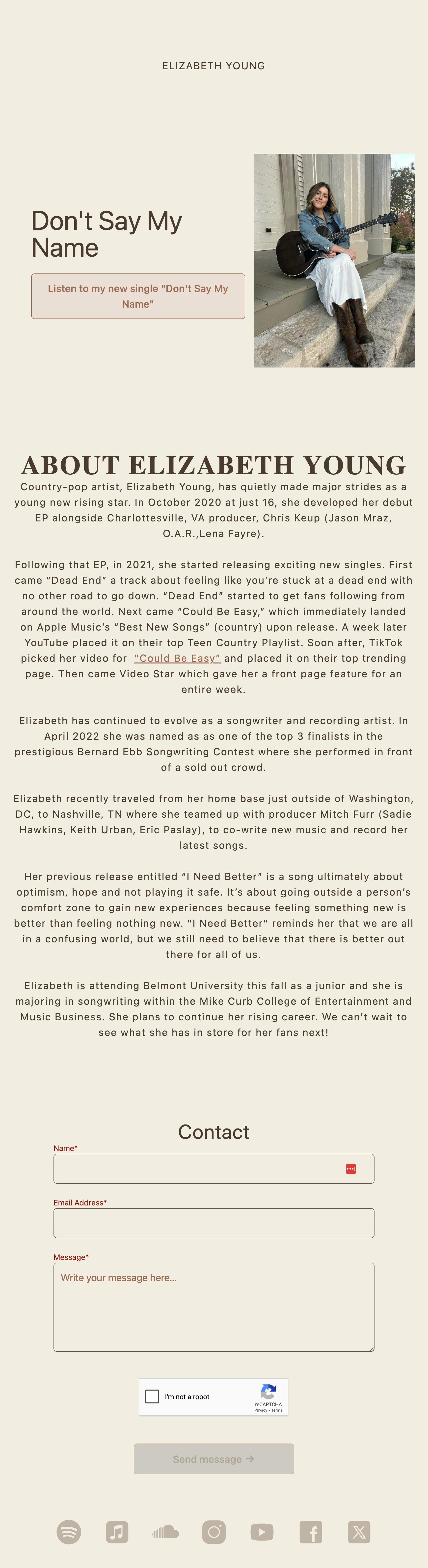 Screenshot of elizabethyoungsongs.com