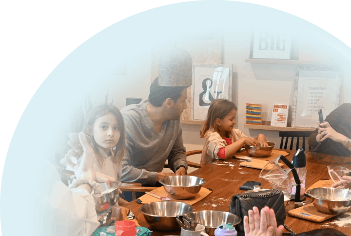 Family having a cooking lesson
