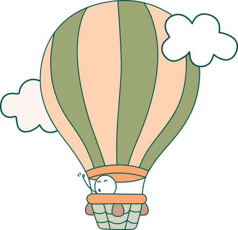 Stick person in a hot air balloon