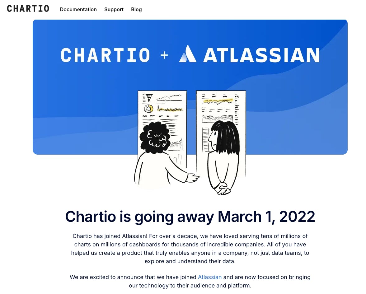 chartio sunsetting acquired by atlassian