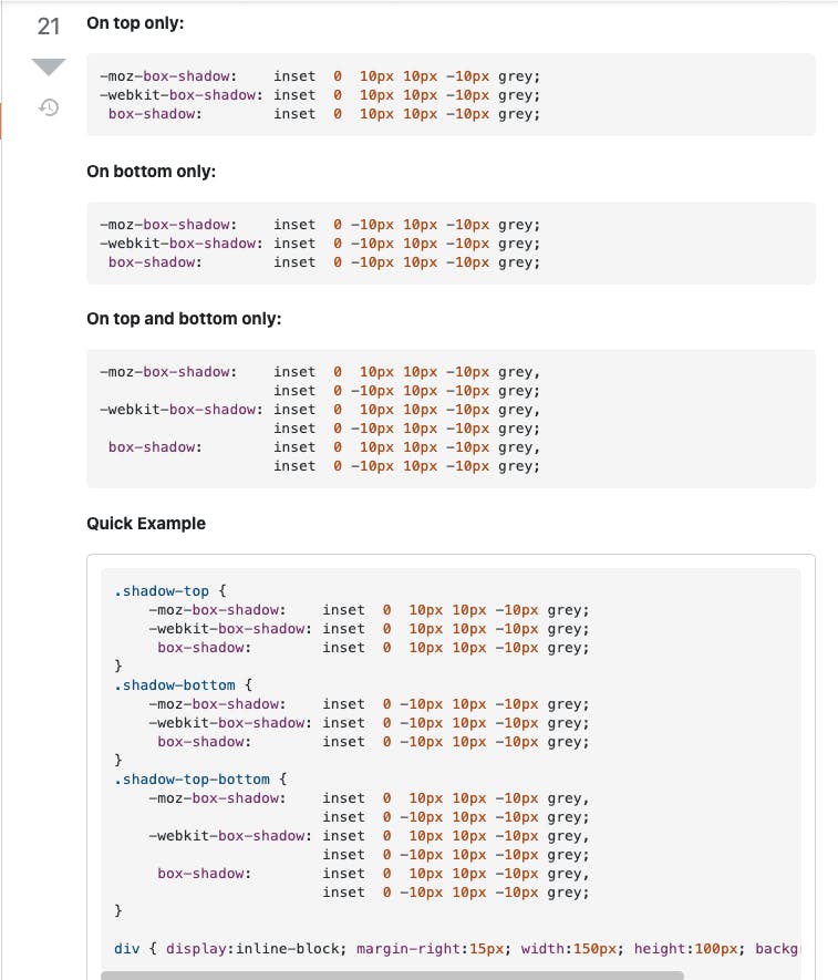 Stackoverflow shadows examples screenshot